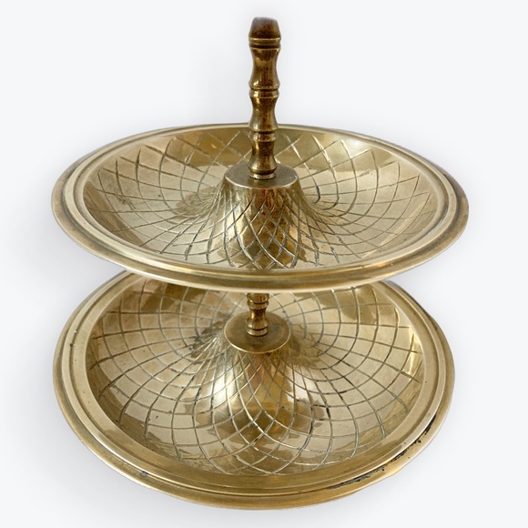 Vintage Midcentury Brass Pineapple Serving Tray Tiered - Picture 4 of 7